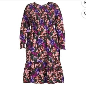 Terra & Sky Floral Midi Dress - Purple and Black